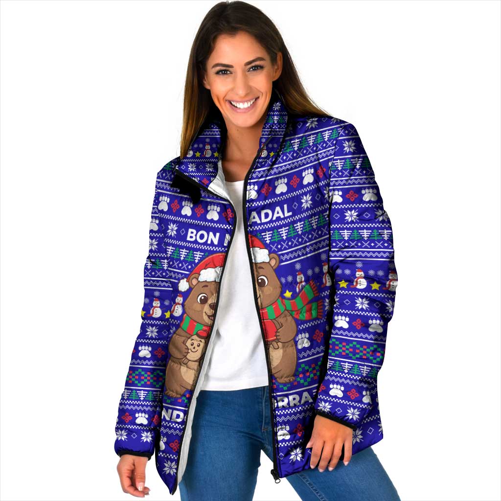 Bon Nadal Andorra Christmas Padded Jacket Holiday Bear, Snowflakes, Paw Prints & Winter - Wonder Print Shop
