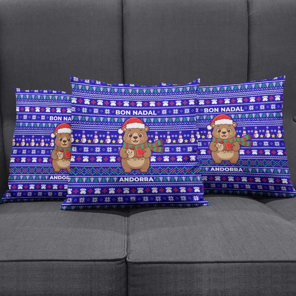 Bon Nadal Andorra Christmas Pillow Cover Holiday Bear, Snowflakes, Paw Prints & Winter - Wonder Print Shop