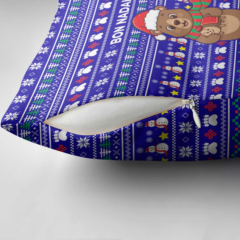Bon Nadal Andorra Christmas Pillow Cover Holiday Bear, Snowflakes, Paw Prints & Winter - Wonder Print Shop