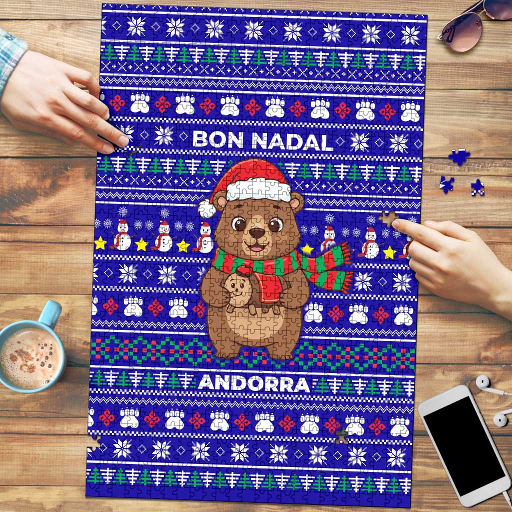 Bon Nadal Andorra Christmas Puzzle Holiday Bear, Snowflakes, Paw Prints & Winter - Wonder Print Shop