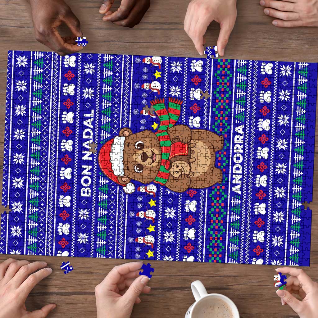 Bon Nadal Andorra Christmas Puzzle Holiday Bear, Snowflakes, Paw Prints & Winter - Wonder Print Shop