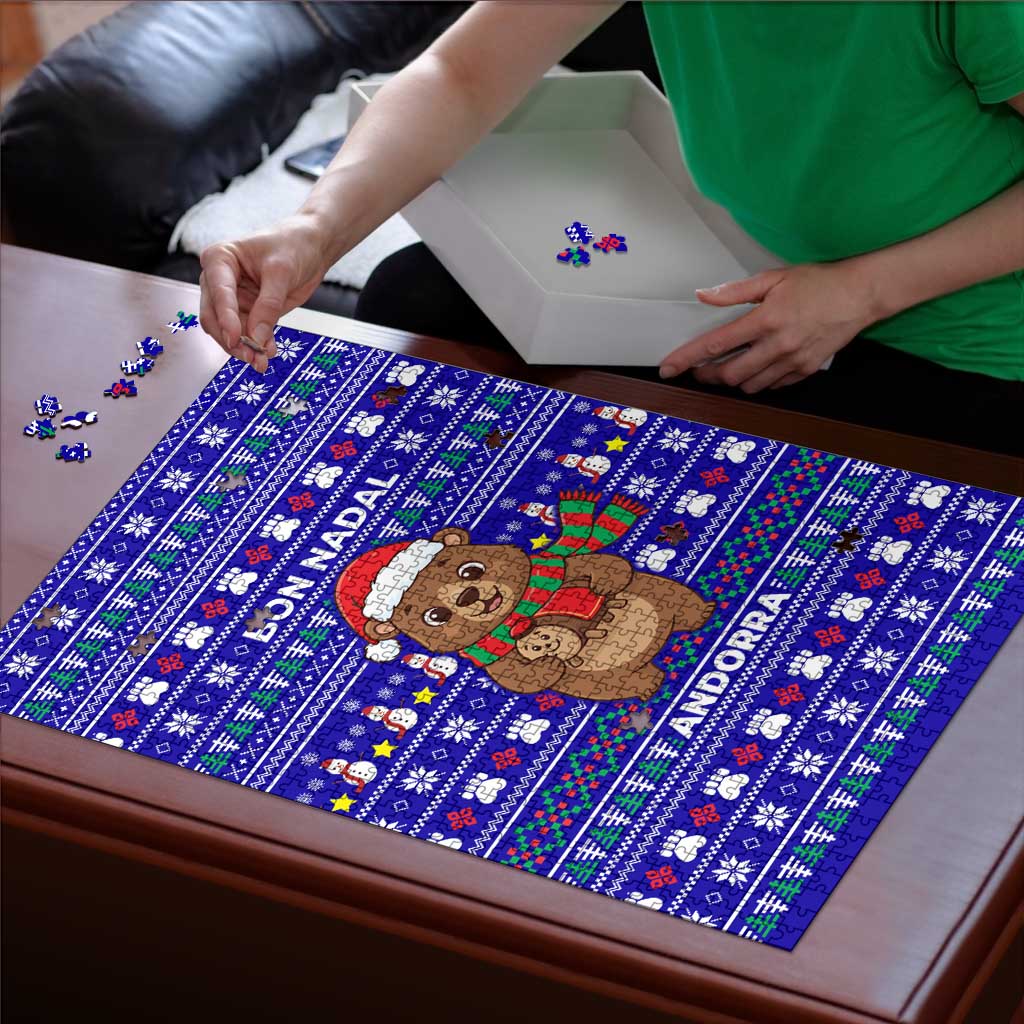 Bon Nadal Andorra Christmas Puzzle Holiday Bear, Snowflakes, Paw Prints & Winter - Wonder Print Shop