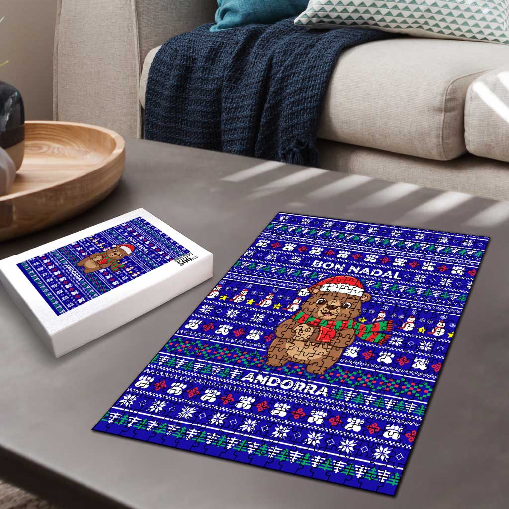 Bon Nadal Andorra Christmas Puzzle Holiday Bear, Snowflakes, Paw Prints & Winter - Wonder Print Shop