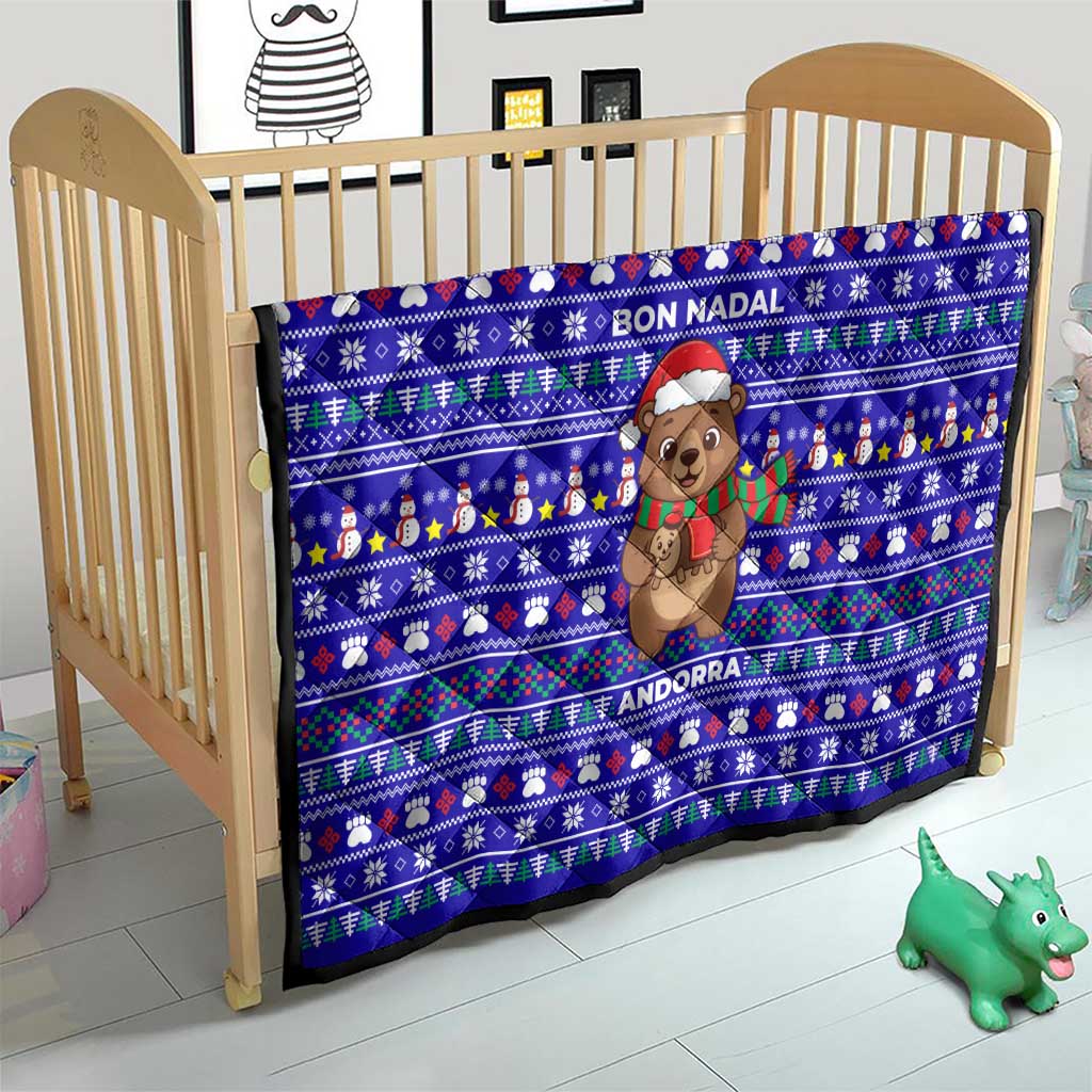 Bon Nadal Andorra Christmas Quilt Holiday Bear, Snowflakes, Paw Prints & Winter - Wonder Print Shop