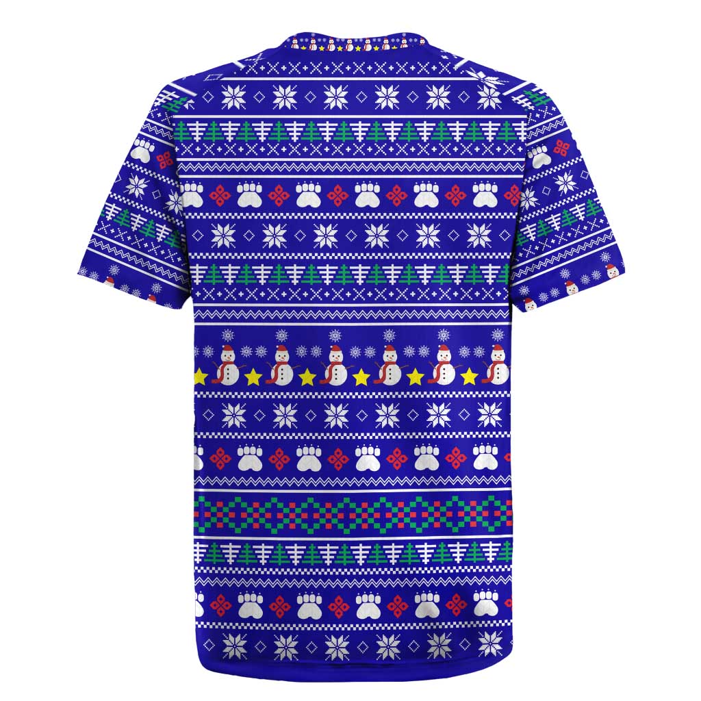 Bon Nadal Andorra Christmas Rugby Jersey Holiday Bear, Snowflakes, Paw Prints & Winter - Wonder Print Shop