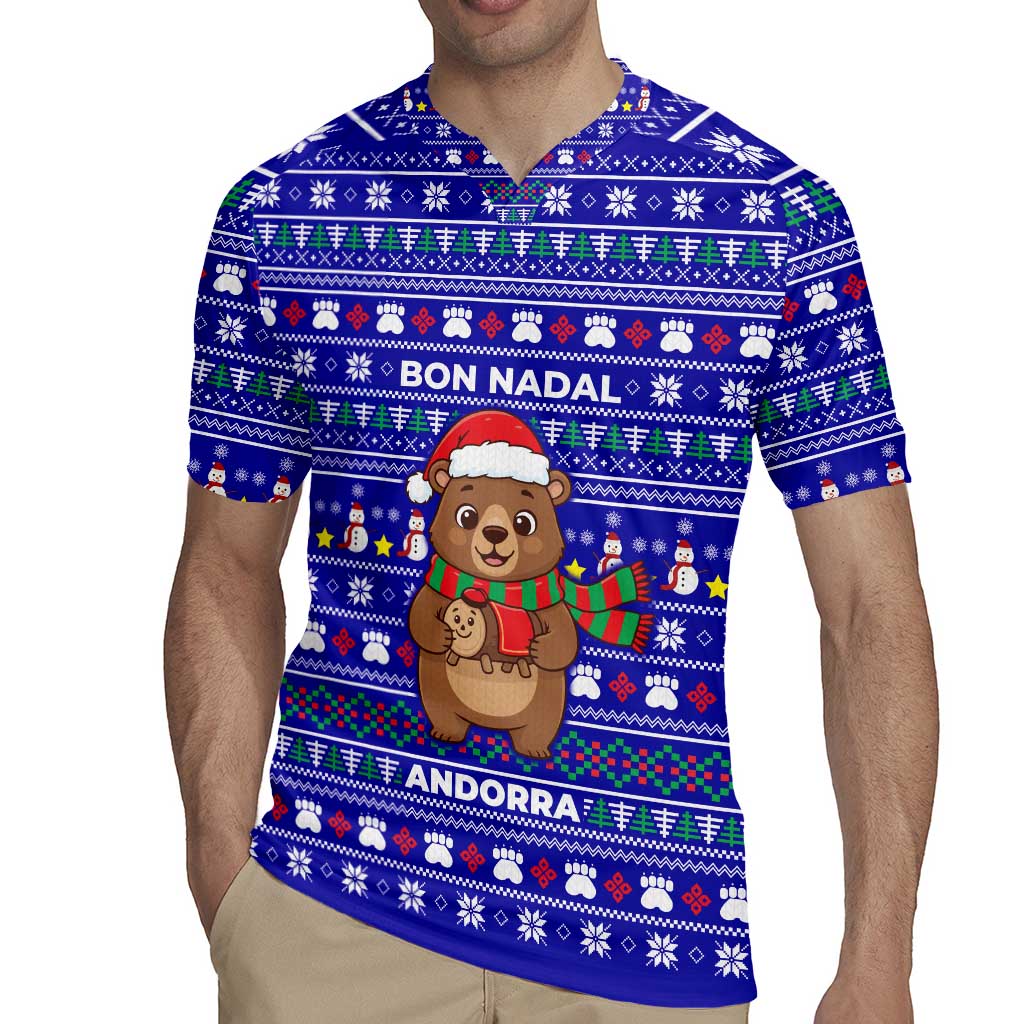 Bon Nadal Andorra Christmas Rugby Jersey Holiday Bear, Snowflakes, Paw Prints & Winter - Wonder Print Shop