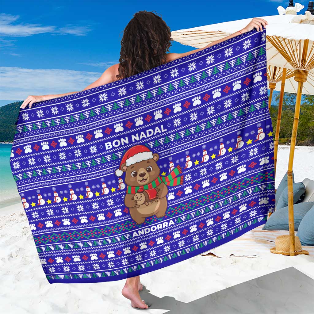 Bon Nadal Andorra Christmas Sarong Holiday Bear, Snowflakes, Paw Prints & Winter - Wonder Print Shop