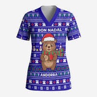 Bon Nadal Andorra Christmas Scrub Top Holiday Bear, Snowflakes, Paw Prints & Winter - Wonder Print Shop