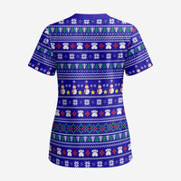 Bon Nadal Andorra Christmas Scrub Top Holiday Bear, Snowflakes, Paw Prints & Winter - Wonder Print Shop