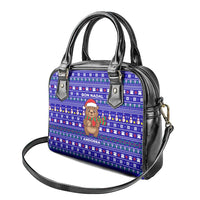 Bon Nadal Andorra Christmas Shoulder Handbag Holiday Bear, Snowflakes, Paw Prints & Winter - Wonder Print Shop