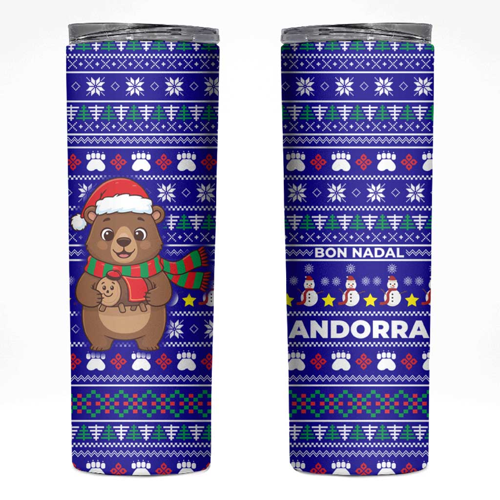 Bon Nadal Andorra Christmas Skinny Tumbler Holiday Bear, Snowflakes, Paw Prints & Winter - Wonder Print Shop