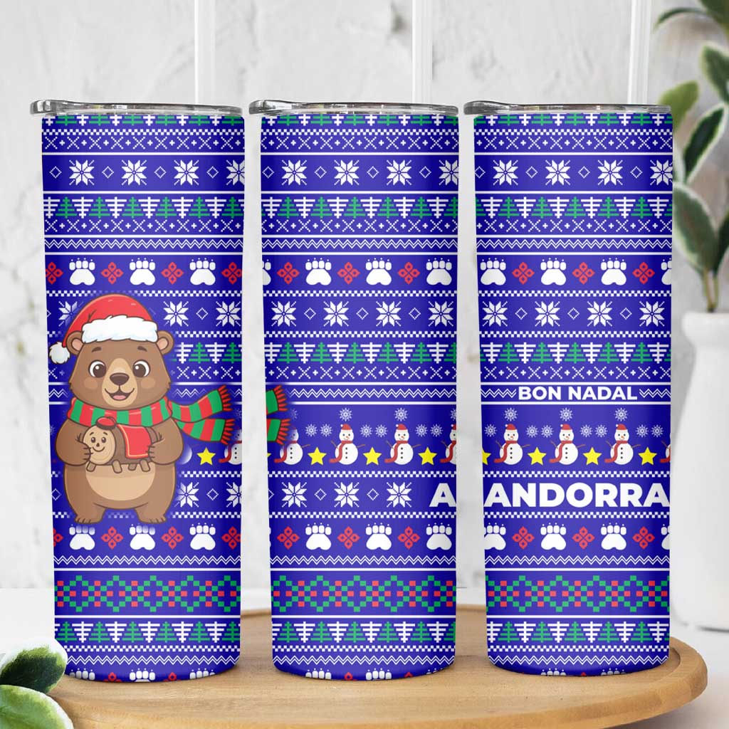 Bon Nadal Andorra Christmas Skinny Tumbler Holiday Bear, Snowflakes, Paw Prints & Winter - Wonder Print Shop
