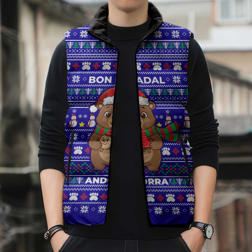 Bon Nadal Andorra Christmas Sleeveless Puffer Jacket Holiday Bear, Snowflakes, Paw Prints & Winter - Wonder Print Shop
