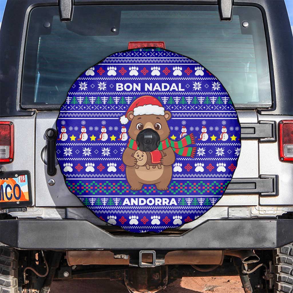 Bon Nadal Andorra Christmas Spare Tire Cover Holiday Bear, Snowflakes, Paw Prints & Winter - Wonder Print Shop