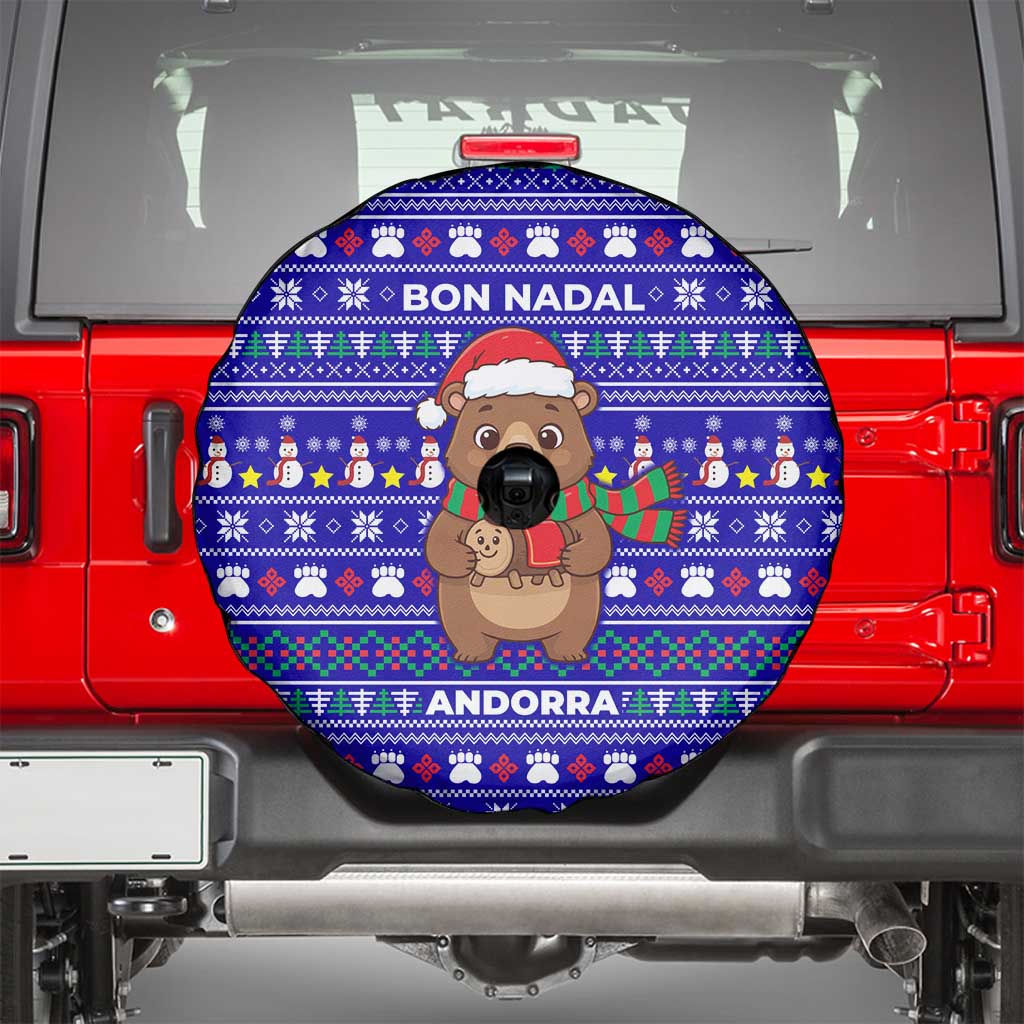 Bon Nadal Andorra Christmas Spare Tire Cover Holiday Bear, Snowflakes, Paw Prints & Winter - Wonder Print Shop