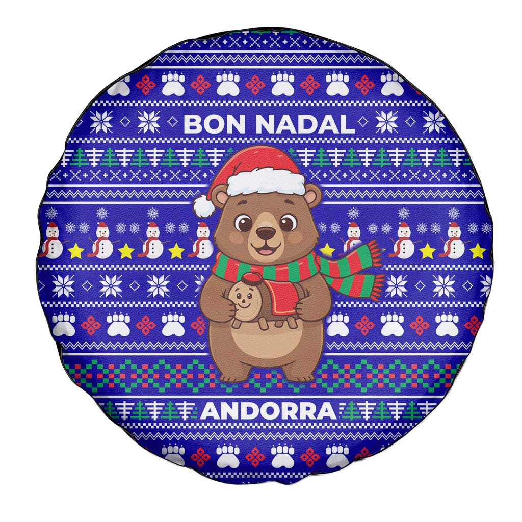 Bon Nadal Andorra Christmas Spare Tire Cover Holiday Bear, Snowflakes, Paw Prints & Winter - Wonder Print Shop