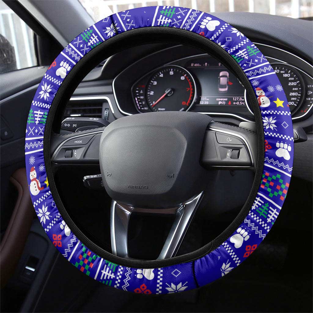 Bon Nadal Andorra Christmas Steering Wheel Cover Holiday Bear, Snowflakes, Paw Prints & Winter - Wonder Print Shop