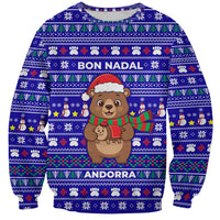 Bon Nadal Andorra Christmas Sweatshirt Holiday Bear, Snowflakes, Paw Prints & Winter - Wonder Print Shop