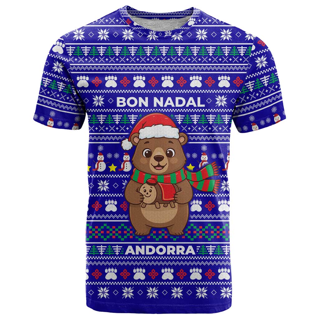 Bon Nadal Andorra Christmas T Shirt Holiday Bear, Snowflakes, Paw Prints & Winter - Wonder Print Shop