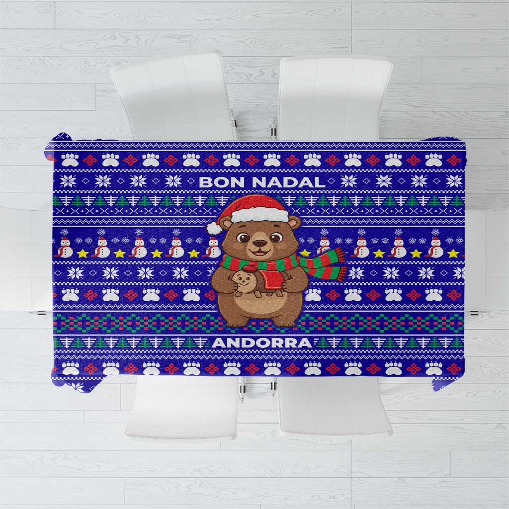 Bon Nadal Andorra Christmas Tablecloth Holiday Bear, Snowflakes, Paw Prints & Winter - Wonder Print Shop