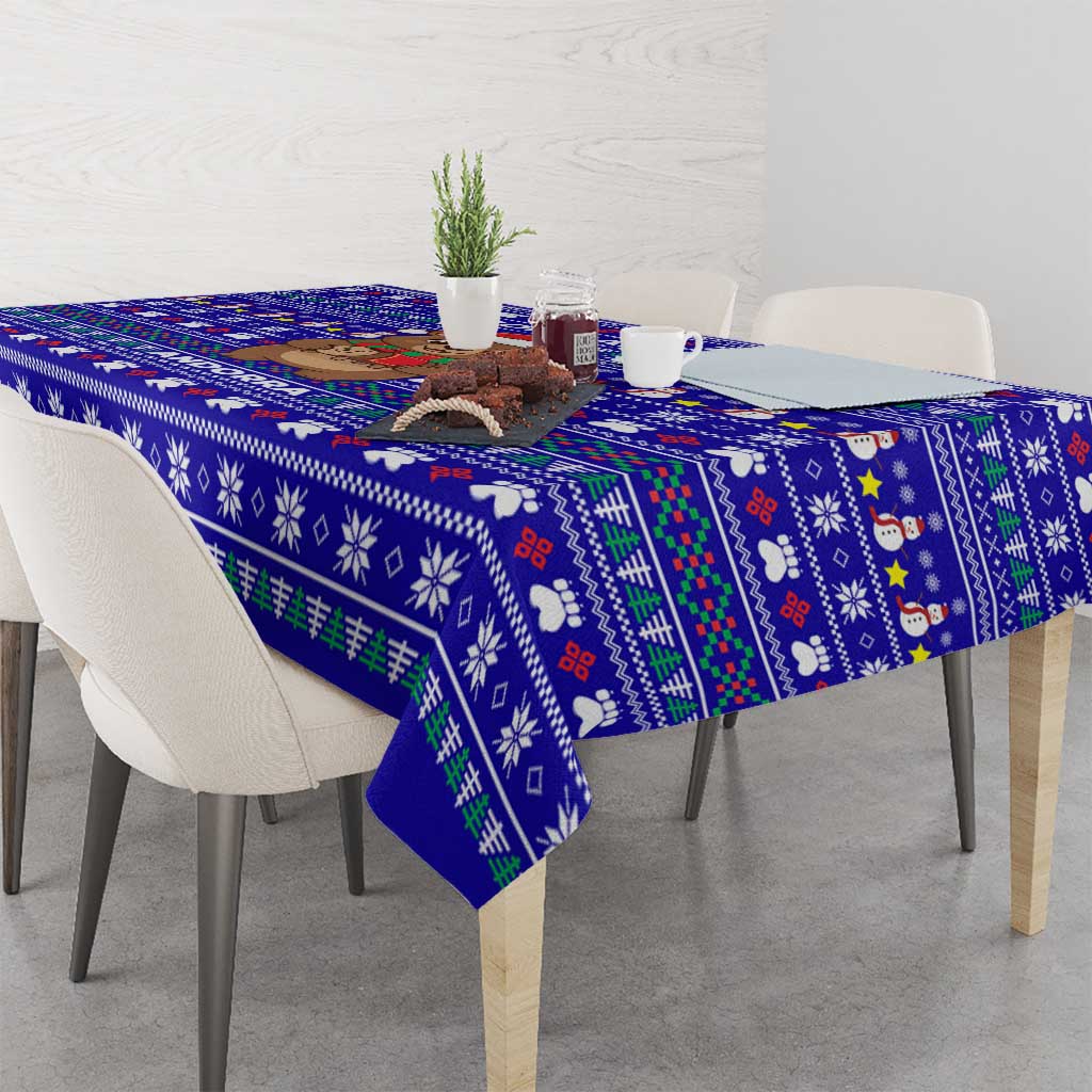 Bon Nadal Andorra Christmas Tablecloth Holiday Bear, Snowflakes, Paw Prints & Winter - Wonder Print Shop