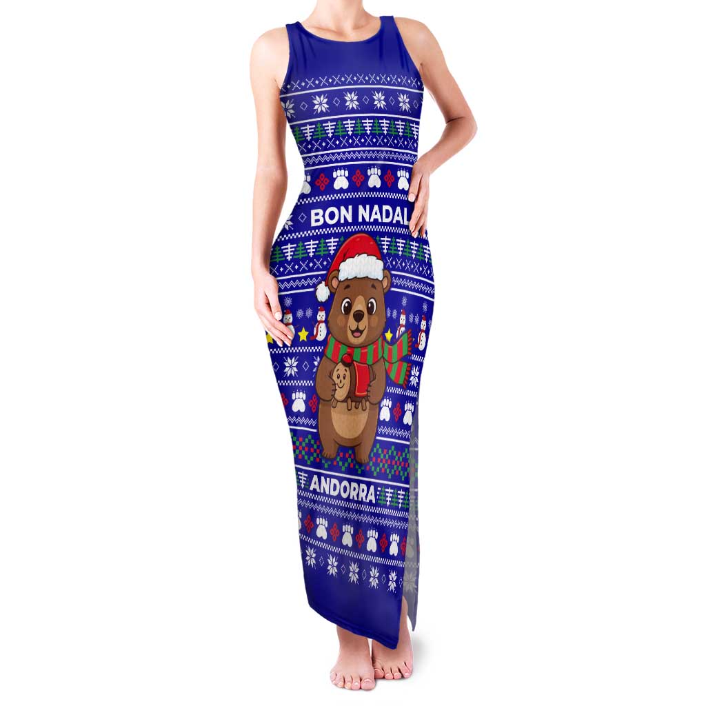 Bon Nadal Andorra Christmas Tank Maxi Dress Holiday Bear, Snowflakes, Paw Prints & Winter - Wonder Print Shop