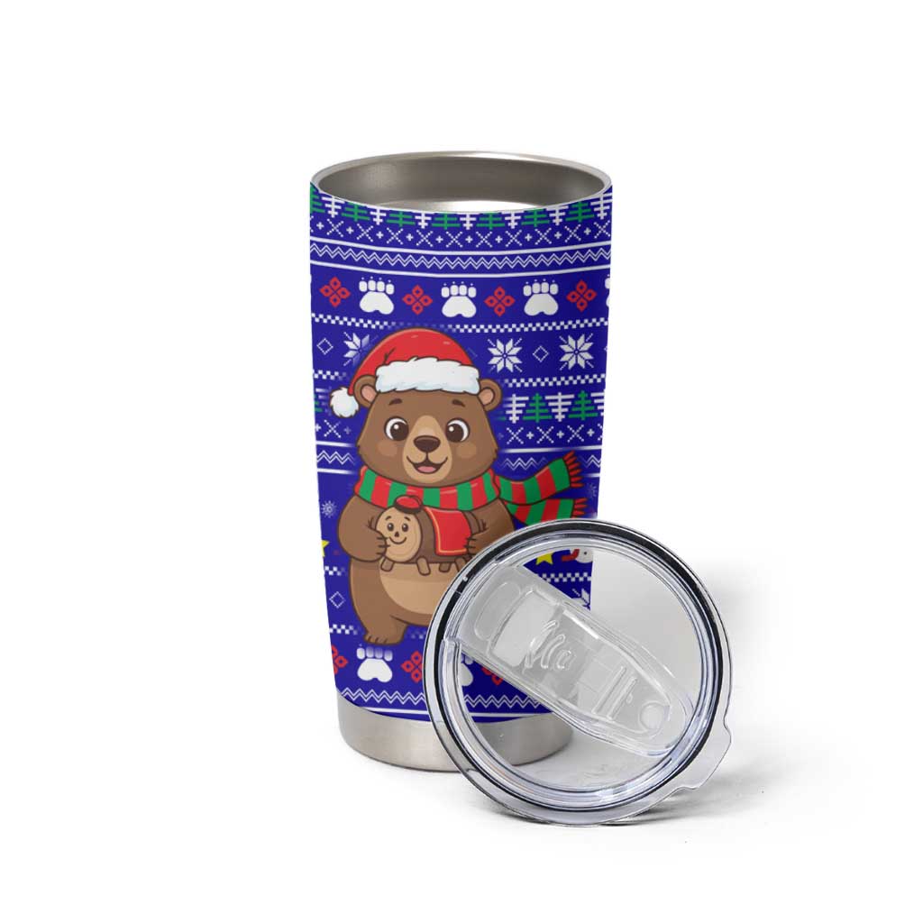 Bon Nadal Andorra Christmas Tumbler Cup Holiday Bear, Snowflakes, Paw Prints & Winter - Wonder Print Shop
