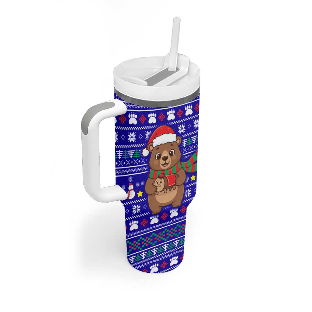 Bon Nadal Andorra Christmas Tumbler With Handle Holiday Bear, Snowflakes, Paw Prints & Winter - Wonder Print Shop
