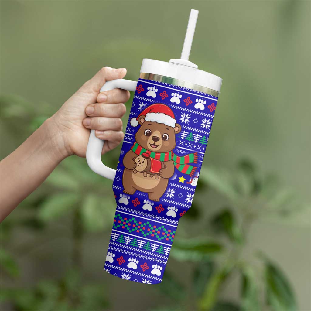 Bon Nadal Andorra Christmas Tumbler With Handle Holiday Bear, Snowflakes, Paw Prints & Winter - Wonder Print Shop