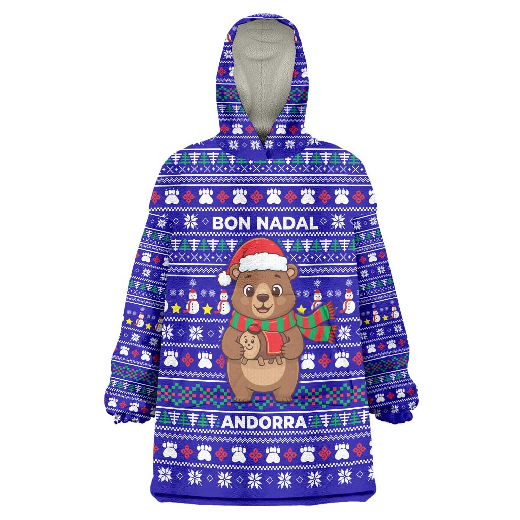 Bon Nadal Andorra Christmas Wearable Blanket Hoodie Holiday Bear, Snowflakes, Paw Prints & Winter - Wonder Print Shop