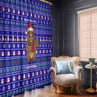 Bon Nadal Andorra Christmas Window Curtain Holiday Bear, Snowflakes, Paw Prints & Winter - Wonder Print Shop