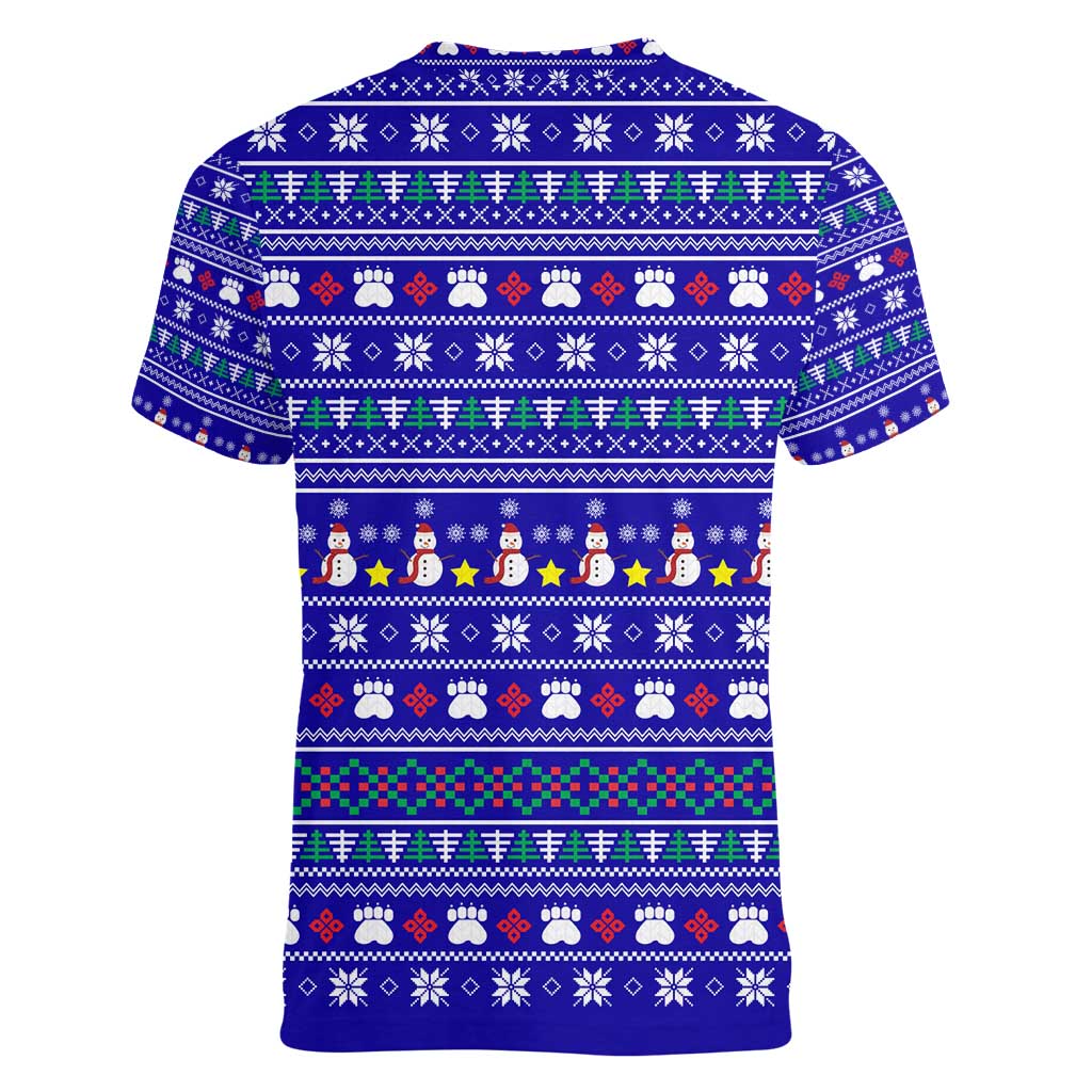 Bon Nadal Andorra Christmas Women V-Neck T-Shirt Holiday Bear, Snowflakes, Paw Prints & Winter - Wonder Print Shop