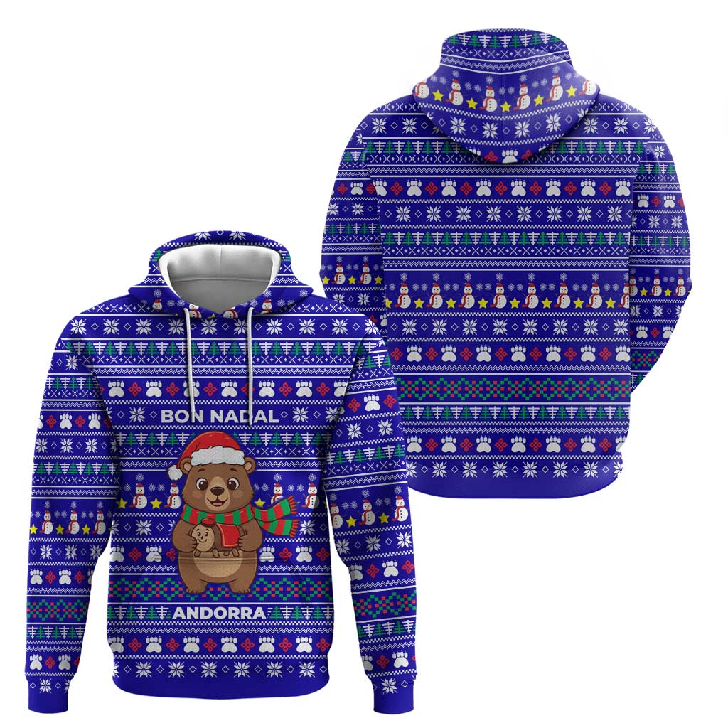 Bon Nadal Andorra Christmas Zip Hoodie Holiday Bear, Snowflakes, Paw Prints & Winter - Wonder Print Shop