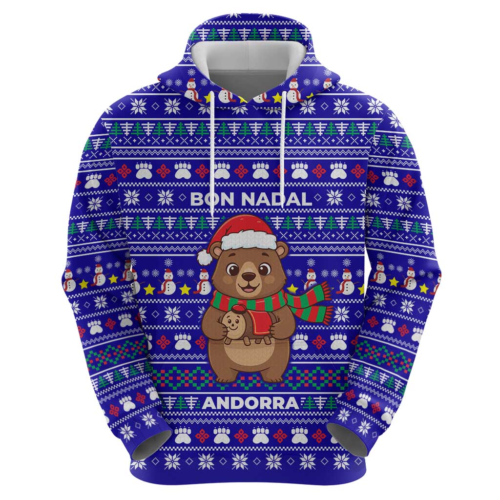 Bon Nadal Andorra Christmas Zip Hoodie Holiday Bear, Snowflakes, Paw Prints & Winter - Wonder Print Shop