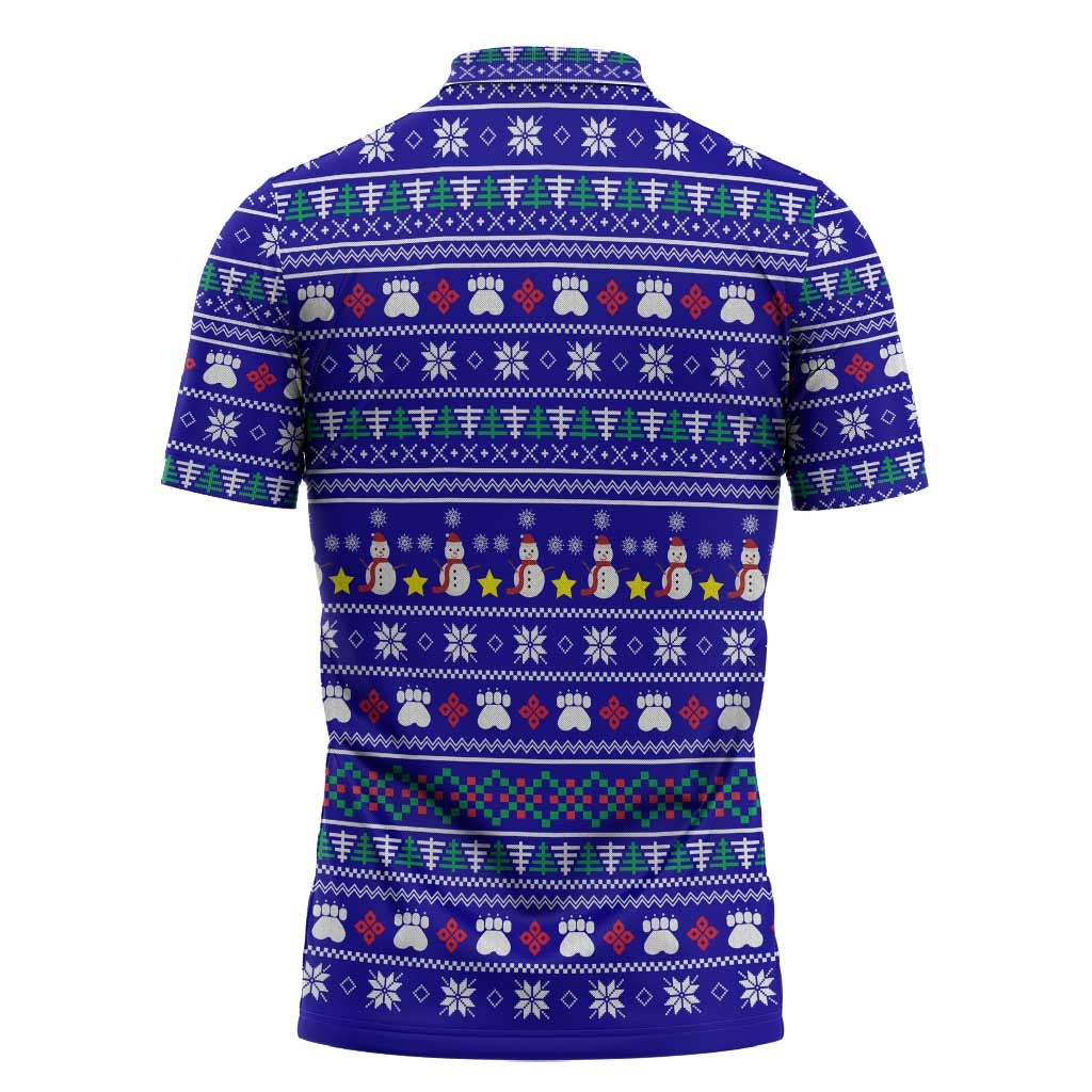Bon Nadal Andorra Christmas Zipper Polo Shirt Holiday Bear, Snowflakes, Paw Prints & Winter - Wonder Print Shop