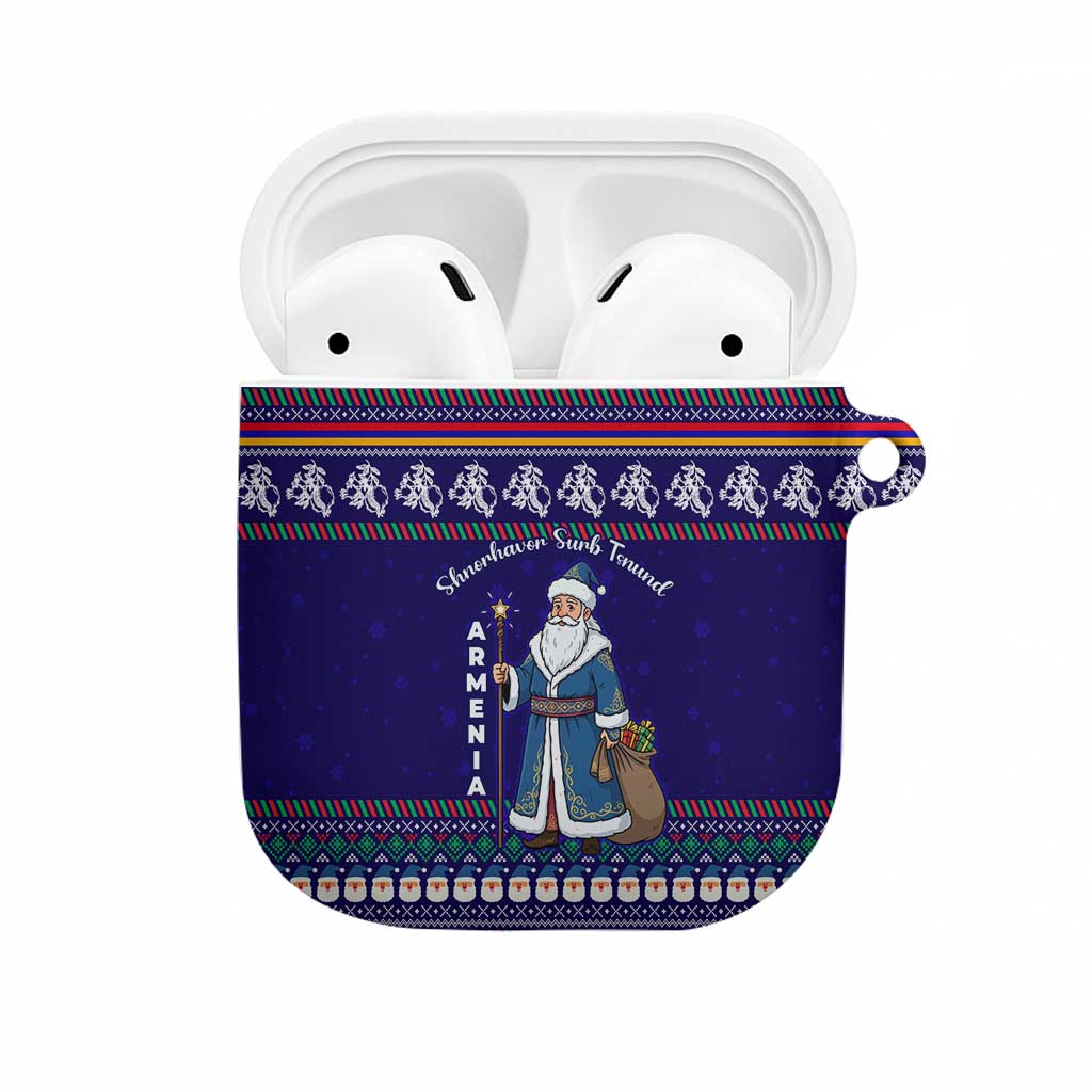 Armenia Christmas AirPods Case with Santa Claus Shnorhavor Surb Tsnund and Gift Bag Pattern - Wonder Print Shop