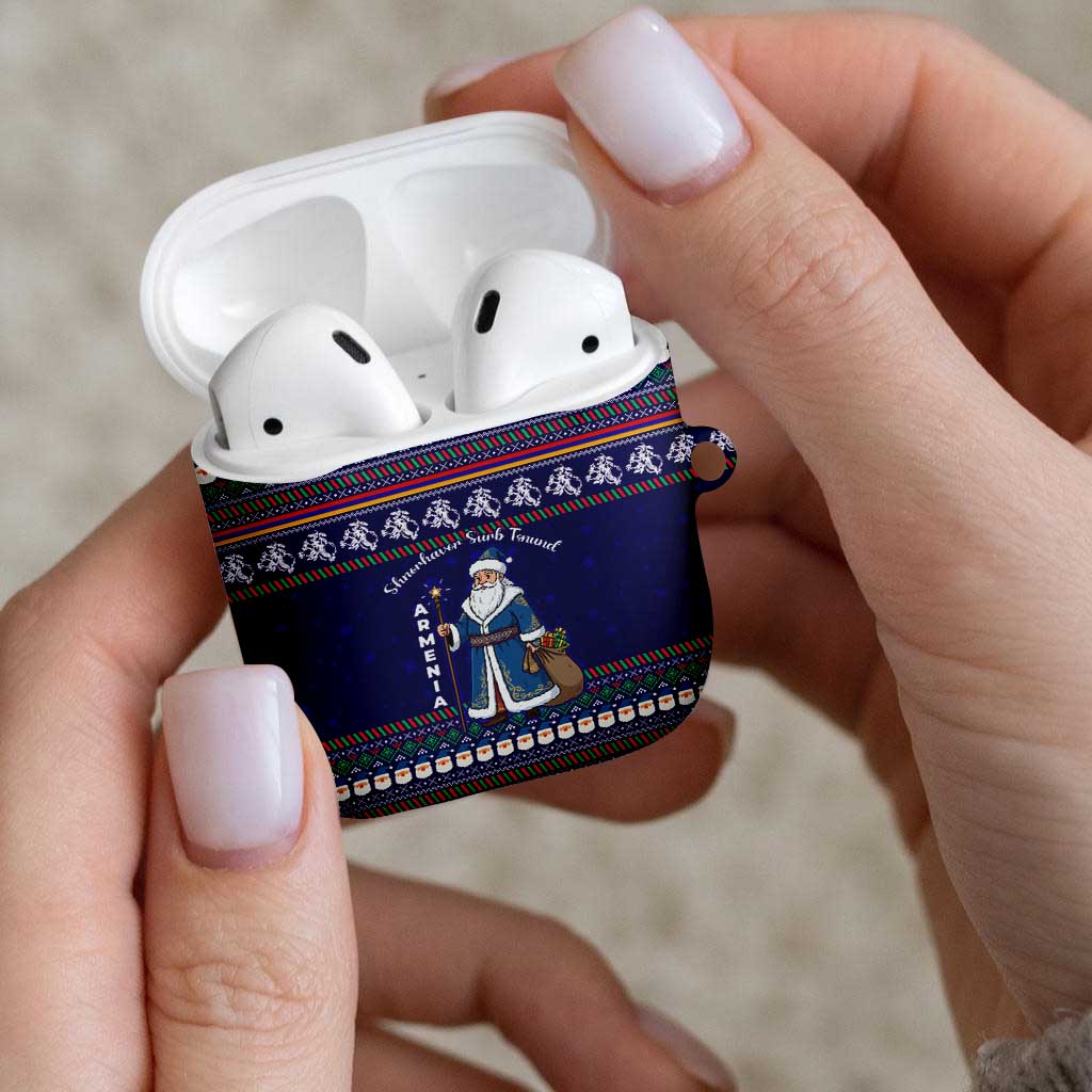 Armenia Christmas AirPods Case with Santa Claus Shnorhavor Surb Tsnund and Gift Bag Pattern - Wonder Print Shop