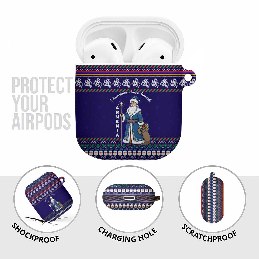 Armenia Christmas AirPods Case with Santa Claus Shnorhavor Surb Tsnund and Gift Bag Pattern - Wonder Print Shop
