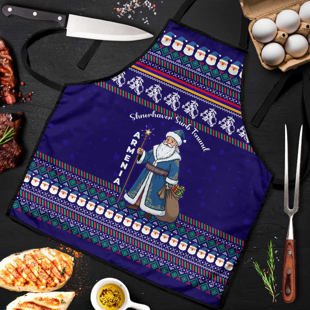 Armenia Christmas Apron with Santa Claus Shnorhavor Surb Tsnund and Gift Bag Pattern - Wonder Print Shop