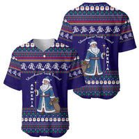 Armenia Christmas Baseball Jersey with Santa Claus Shnorhavor Surb Tsnund and Gift Bag Pattern - Wonder Print Shop