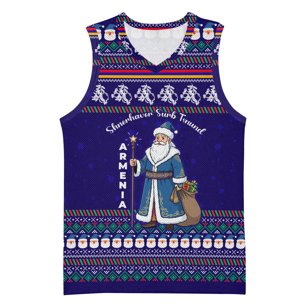 Armenia Christmas Basketball Jersey with Santa Claus Shnorhavor Surb Tsnund and Gift Bag Pattern - Wonder Print Shop