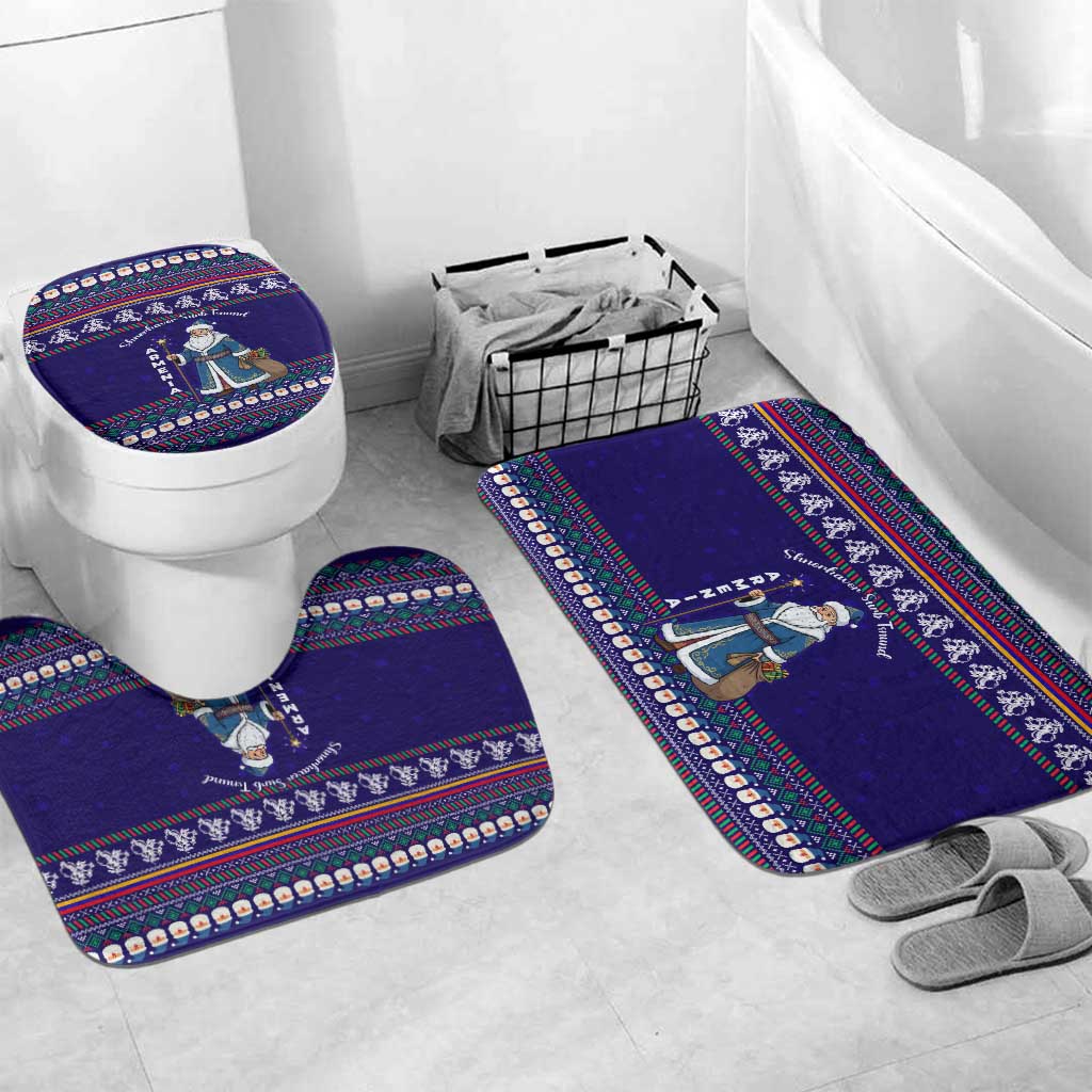 Armenia Christmas Bathroom Set with Santa Claus Shnorhavor Surb Tsnund and Gift Bag Pattern - Wonder Print Shop