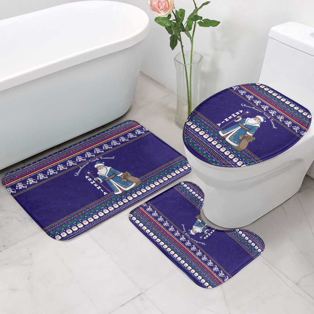 Armenia Christmas Bathroom Set with Santa Claus Shnorhavor Surb Tsnund and Gift Bag Pattern - Wonder Print Shop
