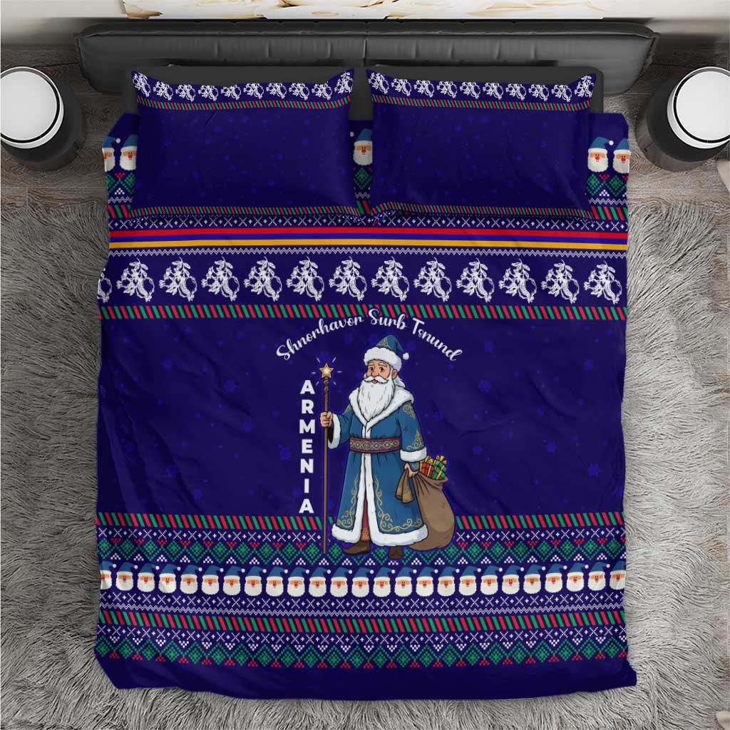 Armenia Christmas Bedding Set with Santa Claus Shnorhavor Surb Tsnund and Gift Bag Pattern - Wonder Print Shop
