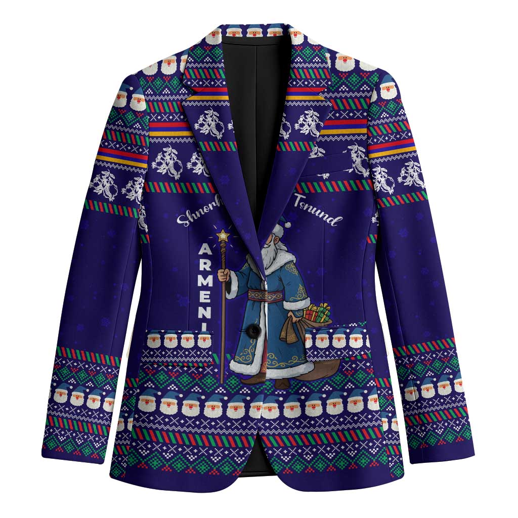 Armenia Christmas Blazer with Santa Claus Shnorhavor Surb Tsnund and Gift Bag Pattern - Wonder Print Shop