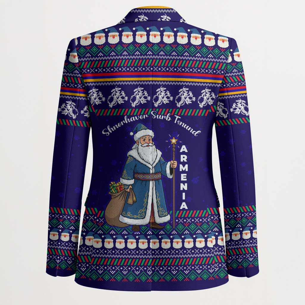 Armenia Christmas Blazer with Santa Claus Shnorhavor Surb Tsnund and Gift Bag Pattern - Wonder Print Shop