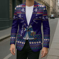 Armenia Christmas Blazer with Santa Claus Shnorhavor Surb Tsnund and Gift Bag Pattern - Wonder Print Shop