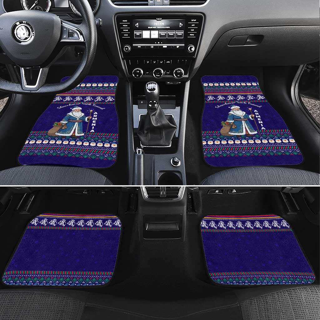 Armenia Christmas Car Mats with Santa Claus Shnorhavor Surb Tsnund and Gift Bag Pattern - Wonder Print Shop