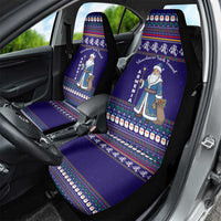 Armenia Christmas Car Seat Cover with Santa Claus Shnorhavor Surb Tsnund and Gift Bag Pattern - Wonder Print Shop