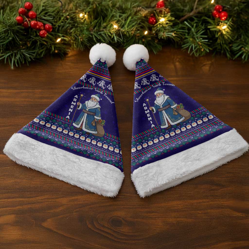 Armenia Christmas Santa Hat with Santa Claus Shnorhavor Surb Tsnund and Gift Bag Pattern - Wonder Print Shop